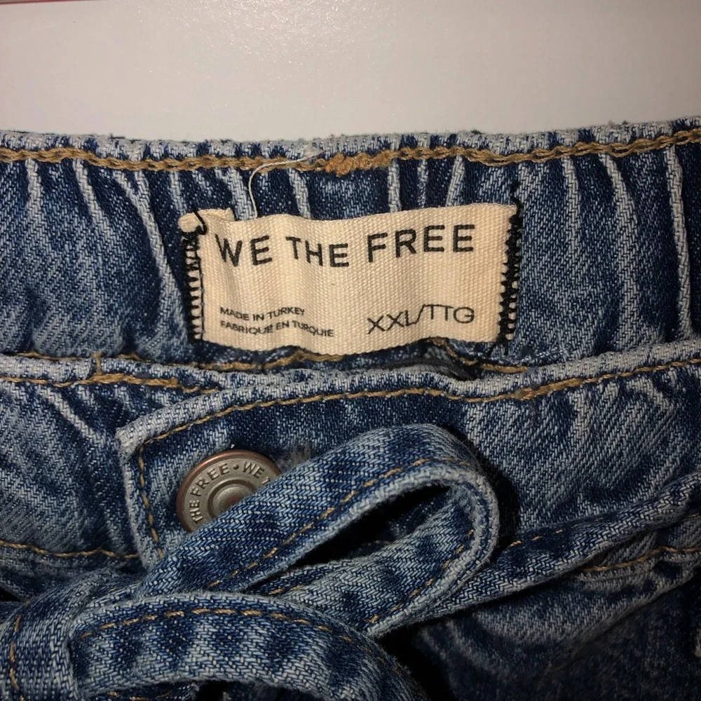We The Free by Free People CRVY Outlaw Wide Leg Denim Blue Jeans sz XXL